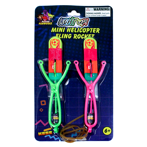 Light Up Mini Helicopter Fling Rockets  2pcs