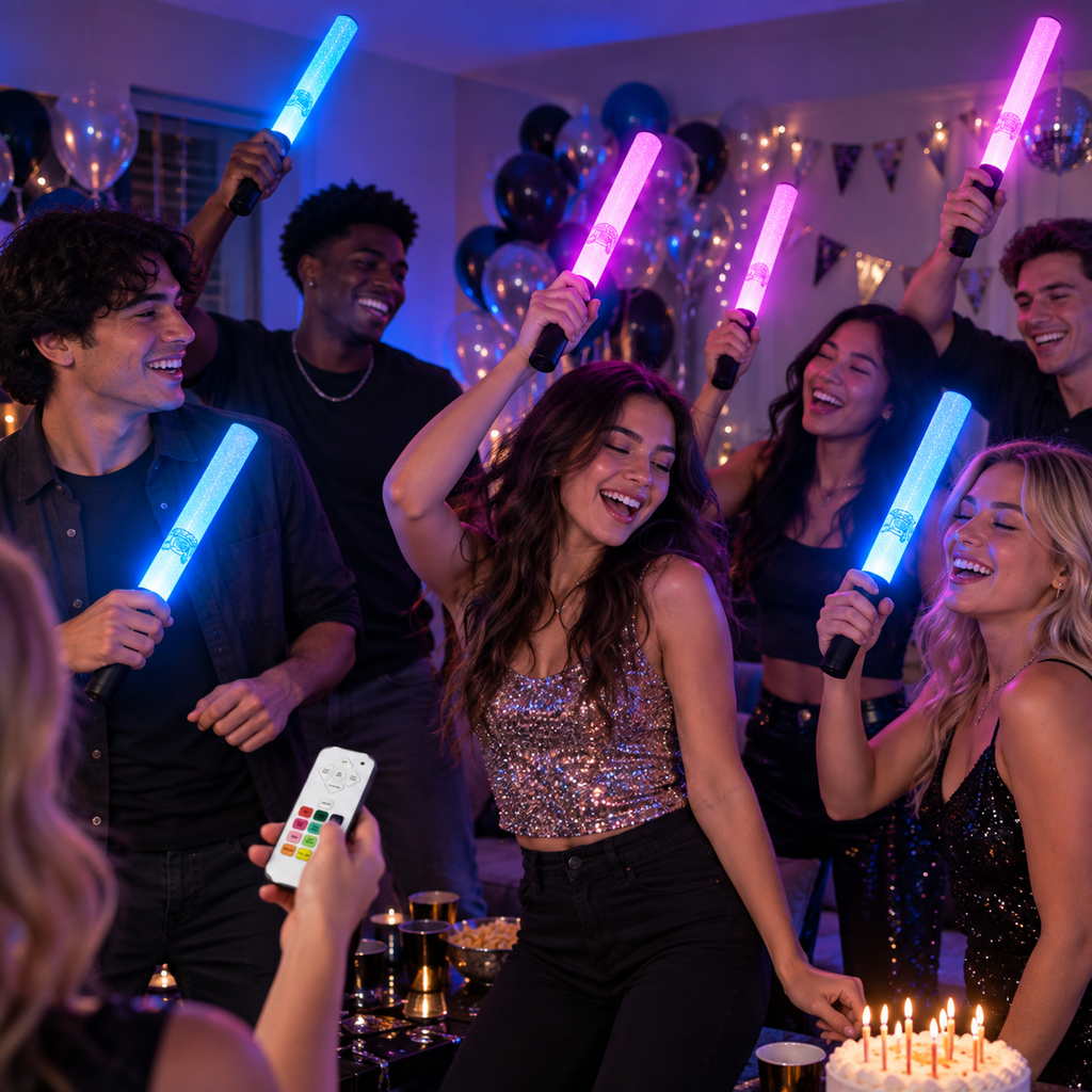 LED Ultra Glow Wand - 24 Pack w/ Sync remote