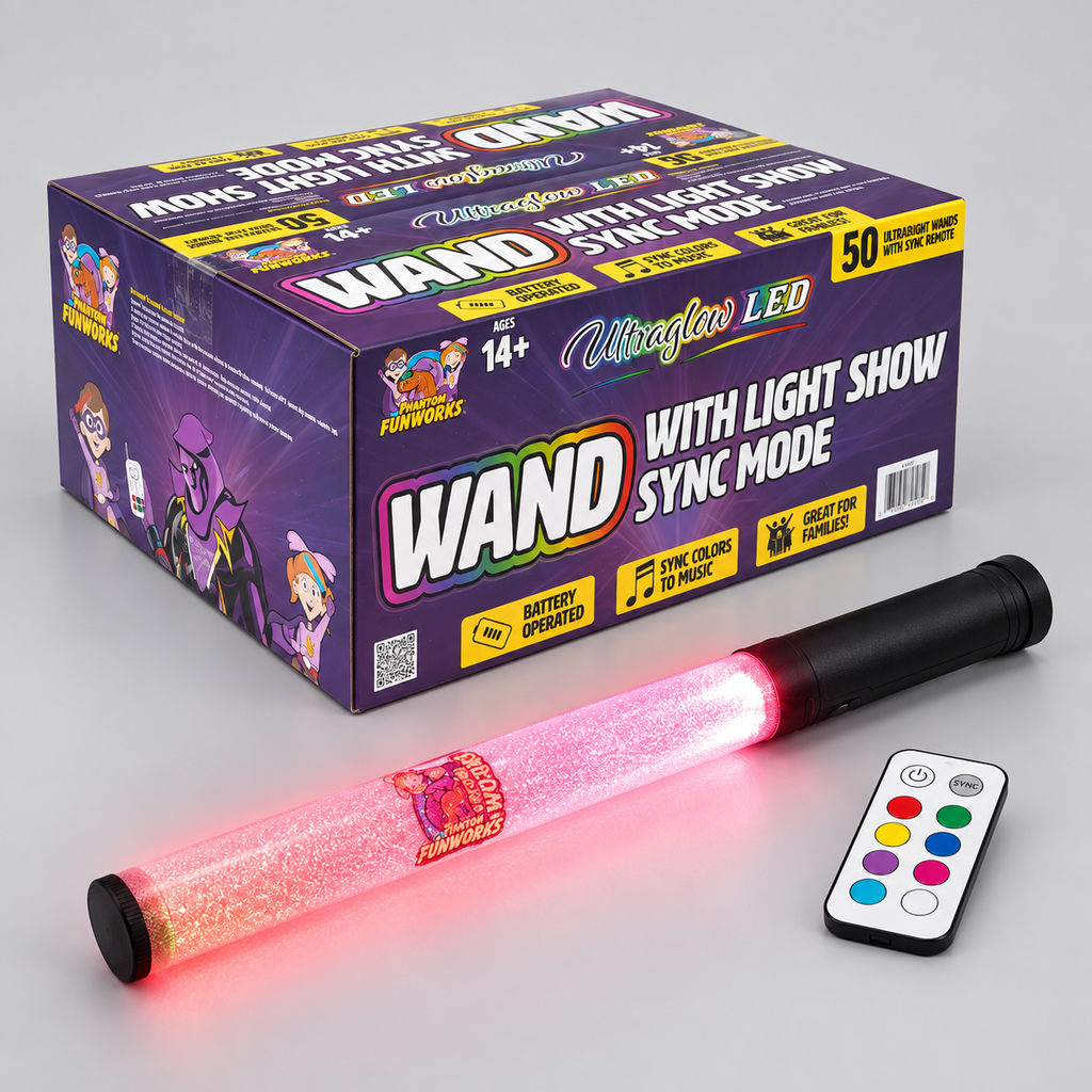 LED Ultra Glow Wand - 50 Pack w/ Sync remote
